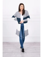 Šedý + tmavý džínový pruhovaný svetr