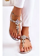 Dámské sandály žabky s kubickými zirkony stříbrne Solea