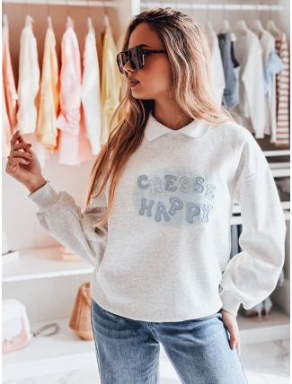 Dámská oversize mikina s potiskem HAPIRES šedá FashionStreet BY1485