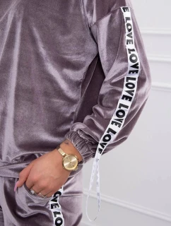 Velurová souprava Love grey