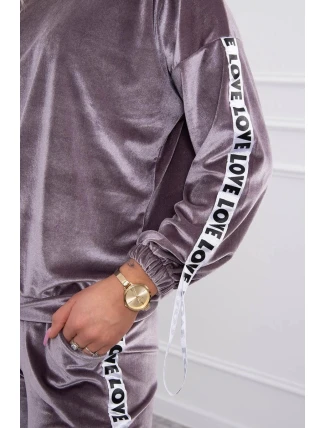 Velurová souprava Love grey