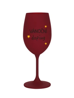 VÁNOČNÍ DOPING - bordo sklenice na víno 350 ml