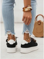 Dámské semišové tenisky s ozdobnou platformou černé FashionStreet ZY1418