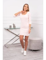 Šaty s knoflíkovým výstřihem pudrově růžové Šaty s knoflíkovým výstřihem pudrově růžové