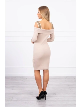 Šaty se širokými ramínky béžové Šaty se širokými ramínky béžové