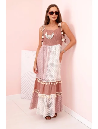 Dámské boho šaty s ramínky velbloud Dámské boho šaty s ramínky velbloud