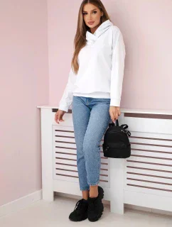 Dámská mikina se zapínáním na zip na kapuci bílý