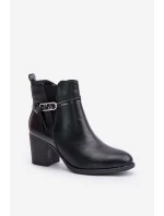 Dámské Botky Na Podpatku Zateplené S Pásem Černé Zinithia