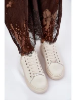 Kožené Dámské Tenisky Na Platformě Béžové GOE RR2N4004