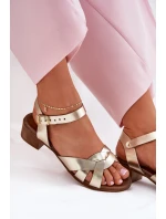 Kožené sandály na jemném podpatku Zazoo 40372 zlaté