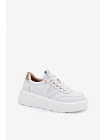Kožené dámské tenisky na platformě Vinceza 39976 bílé