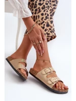 Dámské pantofle Fronila se zlatými přezkami