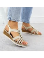 Dámské zlaté sandály Remonte R6264-91 na platformě s gumovou podrážkou