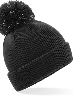 Beechfield B 406B Dětská pletená čepice s bambulí "Reflective" 53.406B black
