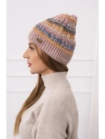 Fleecová čepice Patrycja K254 pink+cappuccino Fleecová čepice Patrycja K254 pink+cappuccino