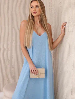 Mušelínové šaty na ramínka modrý