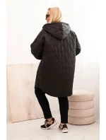 Dámská bunda Plus Size prošívaná s kapucí a nápisem HOPE černá