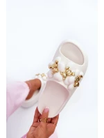 Dámské Pěnové Žabky S Ozdobami Na Hrubé Podrážce Bílé Bremavia