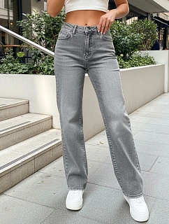 Dámské široké džíny s vysokým sedem šedé FashionStreet UY2974