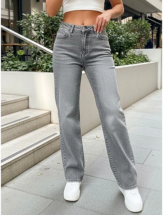 Dámské široké džíny s vysokým sedem šedé FashionStreet UY2974