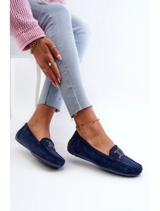 Dámské módní semišové mokasíny modré Rabell