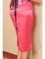 GORGE Dámská letní sukně s páskem a podšívkou zdobená knoflíky růžová - Růžová - OEM
