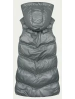 Dlouhá šedá péřová vesta s kapucí (5M3183-105) Dlouhá šedá péřová vesta s kapucí (5M3183-105)