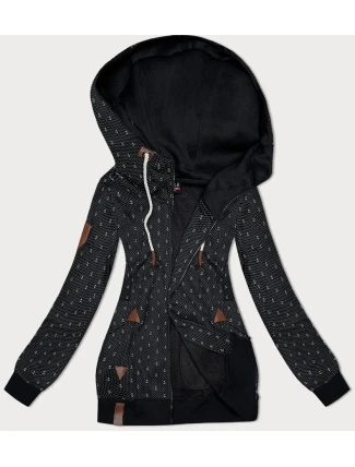 Černá dámská rozepínací mikina se stahovacími lemy (2306)