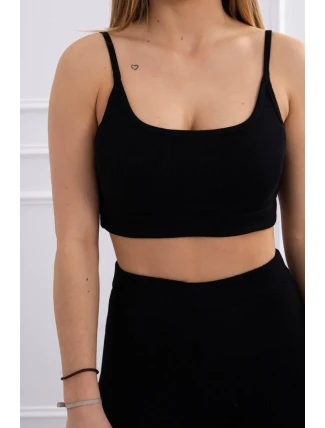 Souprava s halenkou s žebrováním černá Souprava s halenkou s žebrováním černá