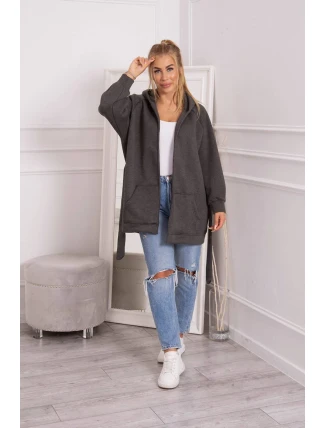 Zateplená bunda se zavazováním v pase v grafitové barvě Zateplená bunda se zavazováním v pase v grafitové barvě