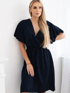 Šaty s vrstveným výstřihem námořnická modř