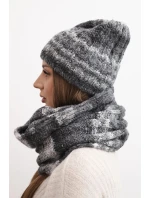 Dámská zimní souprava s mohairovou čepicí a šálou s nadýchanou strukturou K500 grafitová