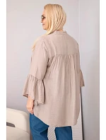 Dámská viskózová halenka Plus Size s volánovitým rukávem a výstřihem do V fango Dámská viskózová halenka Plus Size s volánovitým rukávem a výstřihem do V fango