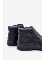 Zateplené pánské boty z eko kůže černé Daniello