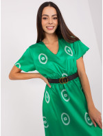 Zelené midi koktejlové šaty s potiskem