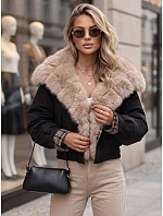 Krátká dámská bunda s odnímatelnou kožešinou, černá, FashionStreet TY5841 Krátká dámská bunda s odnímatelnou kožešinou, černá, FashionStreet TY5841