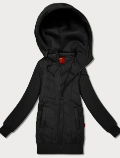 Černá dámská mikina z různých materiálů s kapucí Goodlookin (AMG-175)