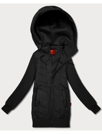 Černá dámská mikina z různých materiálů s kapucí Goodlookin (AMG-175)