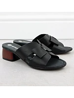 Dámské kožené žabky na klínku černé Remonte R8759-01