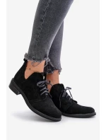 Zazoo 2959 Semišové Polobotky Oxfordky Šněrovací Na Plochém Podpatku Černé Zazoo 2959 Semišové Polobotky Oxfordky Šněrovací Na Plochém Podpatku Černé