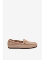 Dámské mokasíny s malým zlatým detailem tmavě béžové Sarivelle