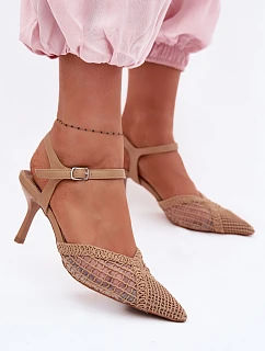 Idira Světle hnědé sandály s síťkou na jehle