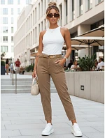 Dámské džíny mom fit s vysokým pasem a páskem hnědé FashionStreet UY2989