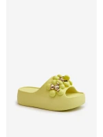 Dámské Piankové Žabky S Ozdobami Na Hrubé Podrážce Limetkové Bremavia