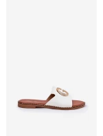 Eko Kožené Ploché Sandály Dámské S Dekorativním Detalem Bílé Frelie