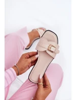 Ploché Dámské Pantofle Se Zlatou Sponou Béžové Esiobb