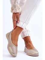 Kožené dámské prolamované baleríny Béžová Lucy