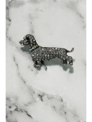Okrasná brož Pes A-2-21-6 Stříbrná barva - Fashion Jewelry