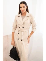 Dámský koženkový kabát béžový - New Collection Italy Dámský koženkový kabát béžový - New Collection Italy