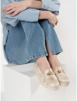 Luxusní  mokasíny zlaté dámské na klínku